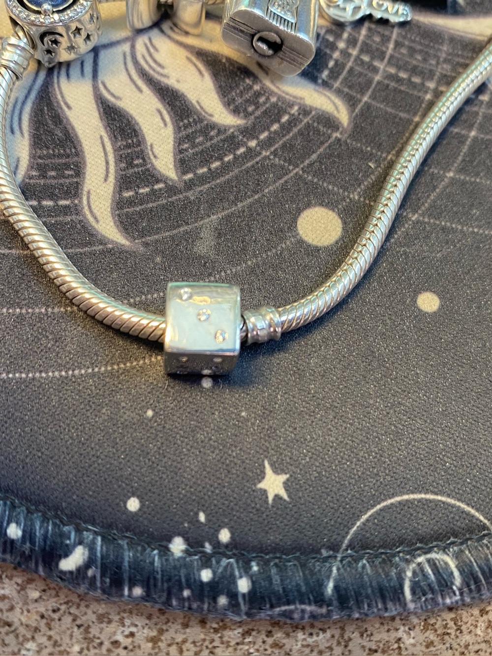 Sterling Silver Pandora Dice Charm Bead